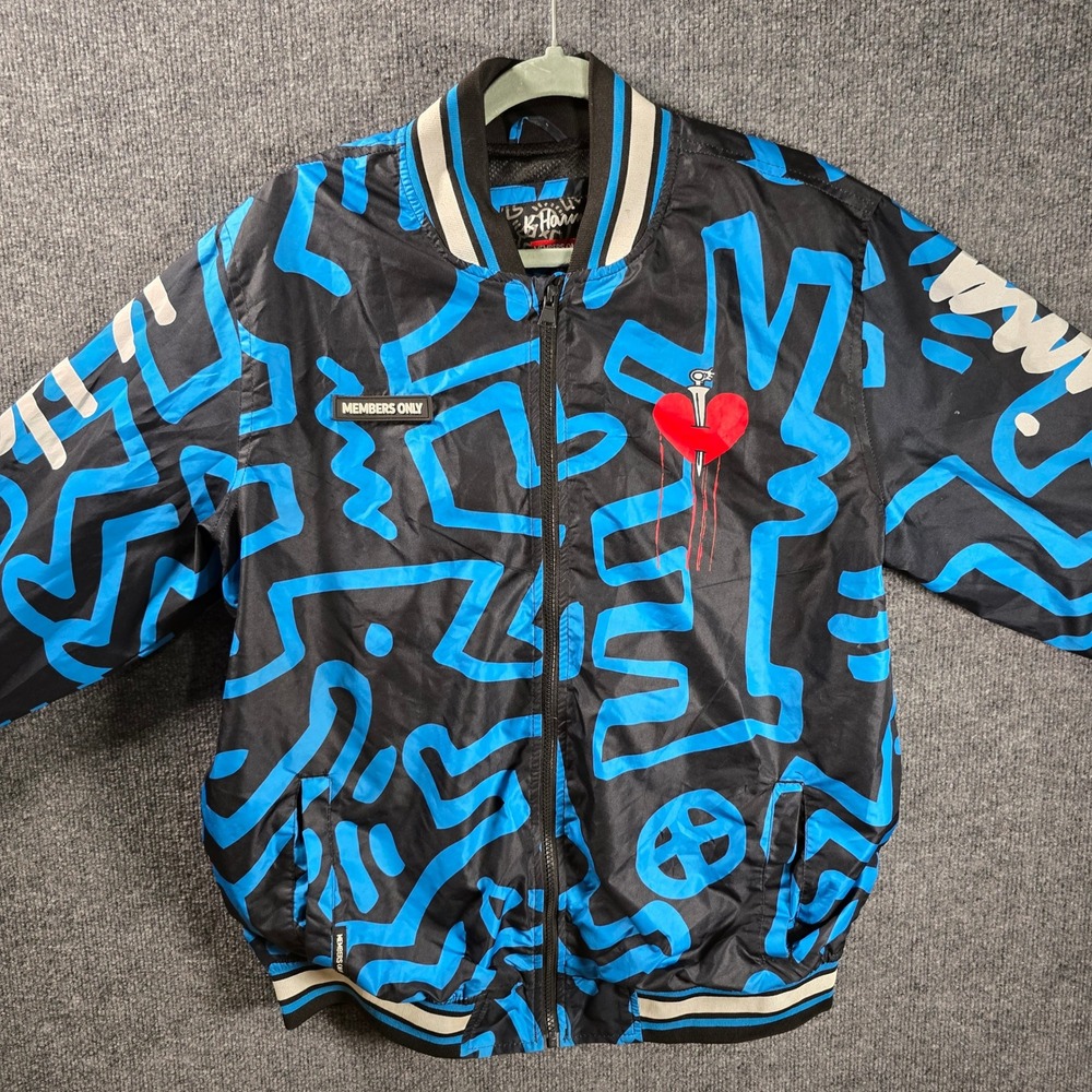 Members Only Keith Haring Tokyo Pop Windbreaker Jacket Mens Medium MKD11011